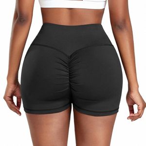 Taille haute Yoga Shorts Fitn Femmes Slim Fit Couleur unie Sport Leggins Scrunch Butt Booty Jogging Sportswear Femme Vêtements F5cO #