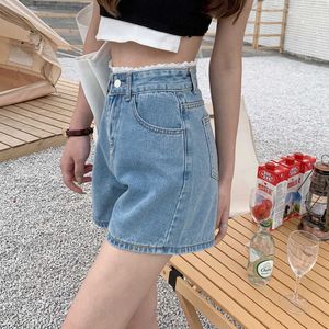 Hoge taille denim shorts voor dames los passende zomer 2024 afslank en veelzijdige mode Instagram Ultra Short A-Line Hot Pants