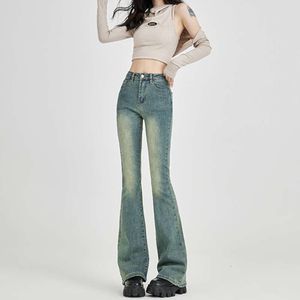 Jeans à taille haute pour les femmes au début de l'automne 2024 Nouveau pantalon évasé polyvalent épicé minimaliste et pantalon évasé