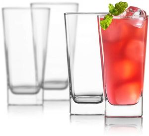 Highball-glazen loodvrij kristalhelder glas elegante drinkbekers voor water, wijn, bier, cocktails en gemengde dranken ronde top, vierkante bot