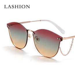 Accessoires haut de gamme UV Cate Eye Metal Frame Sun Glass Femmes rimls sunglass4991908