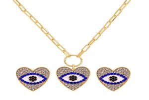 Haut de gamme Angel Eye pendentif colliers boucles d'oreilles ensemble Simple rétro diamant clavicule chaîne alliage strass boucle d'oreille français diable yeux E5365753