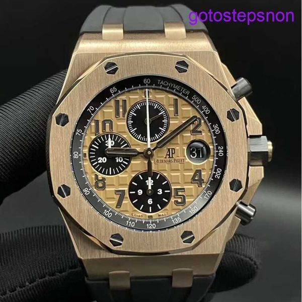 Highend AP Wrist Watch Epic Royal Oak Offshore Series 26470or Rose Gold Dial With Crocodile Belt Mens Time Kisheengeing Fashion Leisure Business Sports Watch