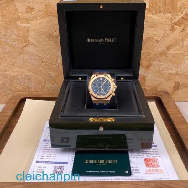 Highend AP Wrist Watch Male Royal Oak Series 26240or Rose Gold Blue Plate Belt Business Sports Back Transparent Automatic Mechanical Watch