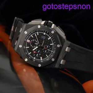 Highend AP pols horloge Royal Oak Offshore Series Automatische mechanische heren Watch gesmede koolstof 44 mm tijdweergave keramische ringtape waterdichte nachtlampje 26400