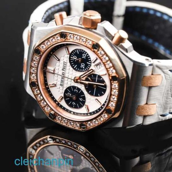 Highend AP Wrist Watch Royal Oak Offshore 26234SR Gauge mécanique automatique 37 mm Womens Precision Steel 18K Rose Gold Diamond Watch