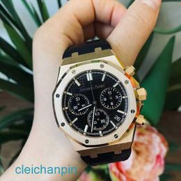 Highend AP Wrist Watch Royal Oak Series 26240or Rose Gold Black Belt Mens Fashion Leisure Business Sports Back Transparent Mechanical Watch
