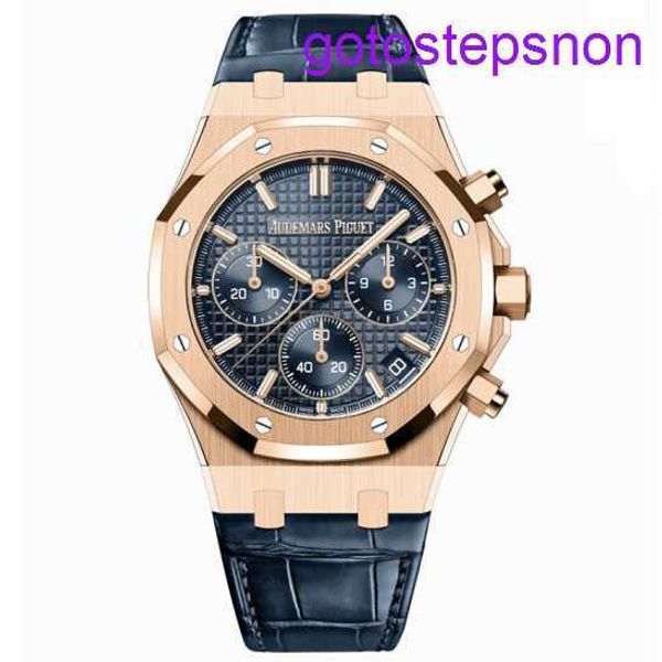 Highend AP Wristwatch Mens Royal Oak Series 26240or Rose Gold Blue Plate Belt Business Sports Sports Transparent Automatic mécanical Watch J9ZB