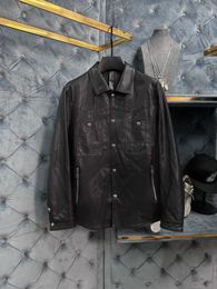 High-End-Markendesignerjacke, hochwertiges PU-Material, Reißverschluss-Nähdesign, Motorradjacke, Luxus-Top-Herrenjacke