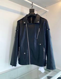 Veste de créateur de marque haut de gamme, matériau Pu de haute qualité, fermeture éclair, conception de couture, veste de moto de luxe pour hommes