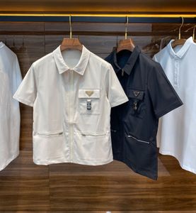Hoogte -merkontwerper Shirts Mode Pocket Stitching Design Casual Zipper Shirt Summer Hoge kwaliteit Luxury Mens -shirt