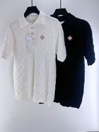 T-shirt à manches courtes pour hommes, haut de gamme, design jacquard, taille américaine, tricoté, de haute qualité, de luxe