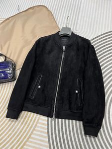 Hoogte -merk Heren Lederen jas hoog Kwaliteit Sheepskin Materiaal Top Baseball Kraag Zwart Jacket Luxe designer Lederen jas