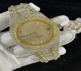 Highded aangepaste diamanten horloge Mosanite Watch Pass Diamond Test Automatische ETA -beweging 40 mm Waterdicht 904 Roestvrij staal ingelegd S2089407