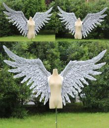 Highend Gray -serie Big Angel Wings Diy Achtergrond Wall Decoration Props Gray Fairy Wings For Stage Show Dancing9500167