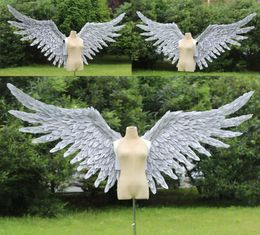 Highend grijze serie big angel wings diy achtergrond muur decoratie rekwisieten grijze sprookjes voor podiumshow dansen7920407