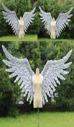 Highend grijze serie Big Angel Wings Diy Achtergrond Wall Decoration Props Gray Fairy Wings For Stage Show Dancing3269815