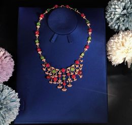 Collier de luxe haut de gamme pour femme, collier de fête, rouge rubis noble, circulaire, pompons de qualité supérieure, Choi9015041