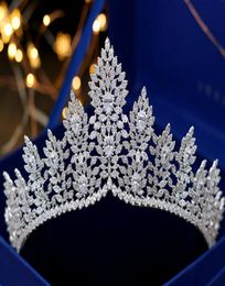 Highend luxe Europese hoofd sieraden kroon bruid bruiloft zirkoon grote kroon trouwjurk accessoires temperament sieraden2283962