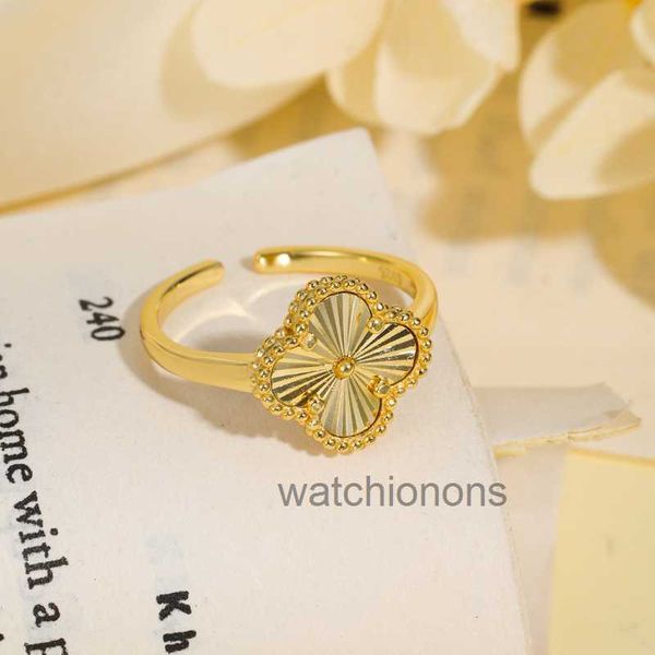 Highend Luxury Ring Vancllef S925 STERLING Silver Gold Four Leaf Clover Ouver