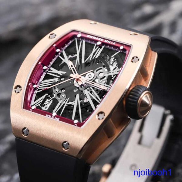 Highend RM Wrist Watch RM023 Série féminine Titanium Fashion en fibre de carbone Titanium CHRONOGRAPHIE CHRONOGRAPHIQUE FULL HOLLOW 18K ROSE ROY