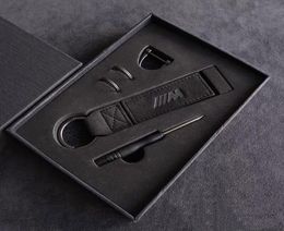 Highend SheepSkin Grosted Leather Auto Car M Logo Keychain Keyring Keyder Fit pour BMW M Car Key Case4932578