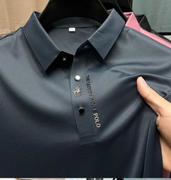 Highend Summer Business Couleur solide de haute qualité Men de haute qualité Polo à manches courtes Colliers Lapon Fashion Casual Trace Trace M4XL 240418