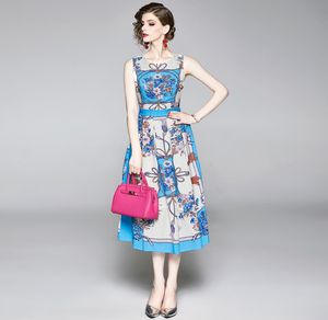 Highend Summer Imprimé Robe Tempérament Elegant Women Vest Robe Fashion Elegant Lady Robes Boutique Dress3434923