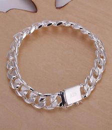 Hoogte -dames039S Heren Fijn 925 Sterling Silver Bracelet Fashion sieraden Gift Men039S 10 mm vierkant Mooie Gem Bangle8572466