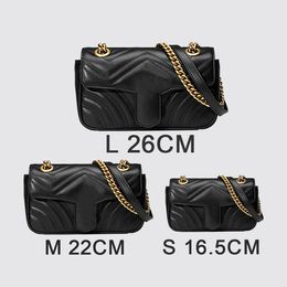 Bolsas de diseñadores de mayor calidad Bolsas de moda Marmont Women Luxurys diseñadores bolsos de bolsos de cuero real Cosmética de compras Bolso de hombro Lady Walle