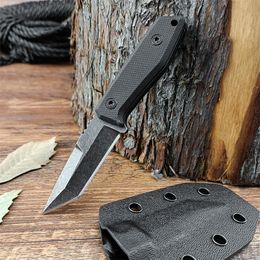 Mini couteau à lame fixe lavé à la pierre de qualité supérieure Lame Tanto G10 Poignée Couteau droit tactique de sauvetage extérieur avec gaine Kydex 15000 3300 535 15535 3400