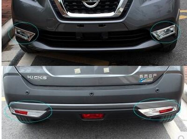 Más alta estrella 2 unids frente del coche decoración de la lámpara de niebla cubierta + 2 unids cubierta de la lámpara de niebla trasera + 1 unids cubierta de la lámpara de freno para Nissan Kicks 2016-2018