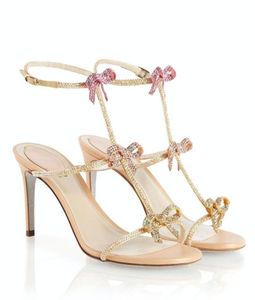 Materialen van de hoogste kwaliteit Rene Juwelen Sandalen schoenen Caterina Caovilla Vrouwen Pumps Bow Crystal Pumps Glitter Soles Lady High Heel1353677