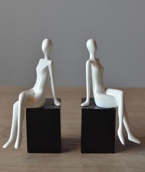 Artesanía de alta calidad Figuras de arte minimalistas modernas Sujetalibros estudio estantería creativa libro Muebles para el hogar decoración de sujetalibros deco6976522