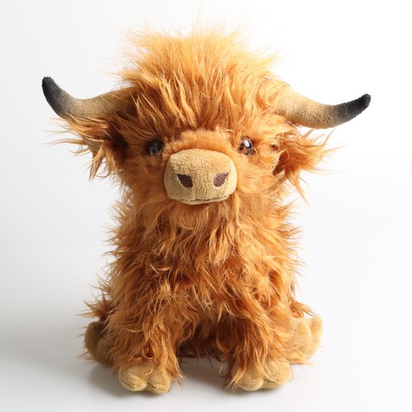 Highland Cow simule une poupée en peluche de vache écossaise des Highlands, jouet de vache à cheveux longs