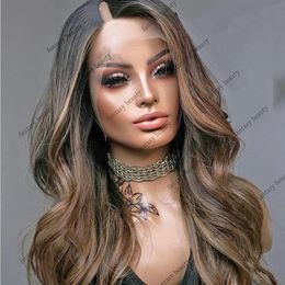 Markeer Ash Brown V onderdeelpruiken Glueless losgoly Human Hair 250 Density U Parts Wig Virigin Remy Full Machine Made Half Wigs