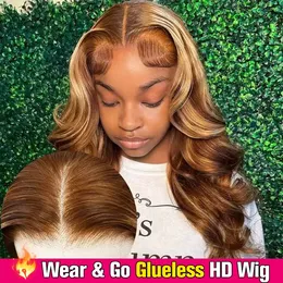 Soulignement miel Blonde Body Wave Lace Perruque avant 13x6 HD Lace Frontal Wig Hair Wear Go sans glue sans gluée 6x4 HD Lace de fermeture Wig