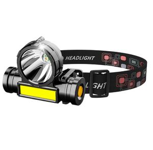 Highlight Led Headlamp Double source de lumière COB Phares Étanche USB Rechargeable Phares Pêche en plein air Chasse Tête Lampe Lumières