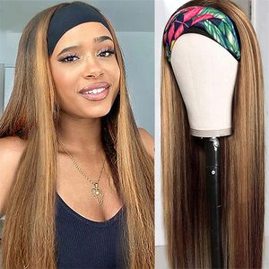 Resalte las pelucas rectas largas coloreadas Ombre del cabello humano con la venda para la densidad de las mujeres negras el 150%