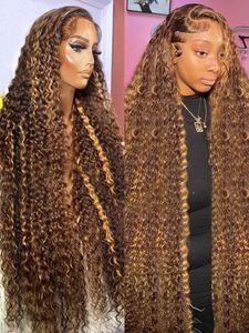 Markeer Ombre Curly 7x5 Glueless Wig Human Hair klaar om gebleekte knopen te dragen 427 Deep Wave 13x4 Lace Front For Women Pre Cut 240408