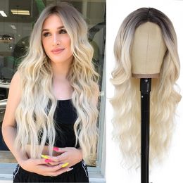 Peluca humana de color humano de 26 pulgadas Capacidad delantero Cernera Ombre ombre Cambia de color Brasil Brasileño Honey Rubia Rubia Caminos sintéticos para mujeres Envío gratis