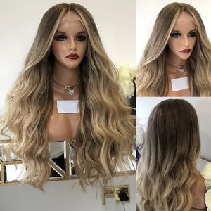 Perruque Full Lace Wig sans colle naturelle, cheveux naturels, blond foncé, à reflets, pre-plucked, 13x6, Hd, Lace Frontal Wig transparente, pour femmes