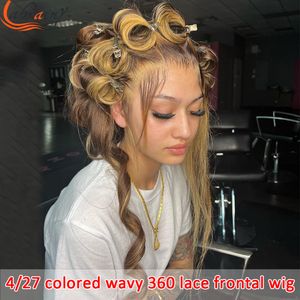 Honey Honey Rubia Rubia HD 360 Full Lace Frontal Human Hair Wig 13x4 Laces delanteros Olada de cuerpo prejugado para mujeres 30