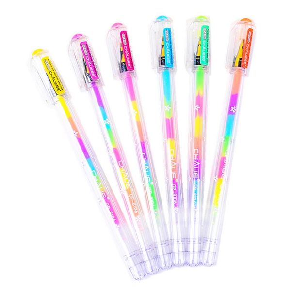 Highlighter Pen Rainbow Colored Gel Ink Pens Rollerball Point For Diy Foto Álbum de fotos Black Paper Gift Art Writing