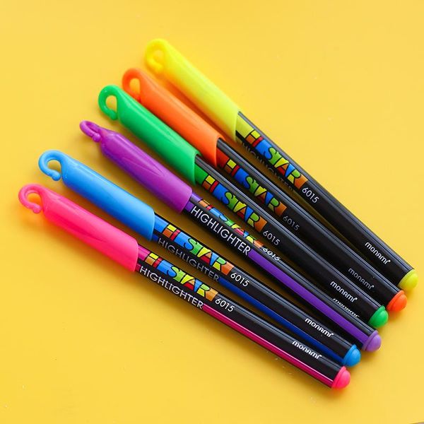 Surligneurs 36 pièces/lot couleur avec crochet capuchon marqueur stylo point culminant Caneta papeterie accessoires de bureau fournitures scolaires