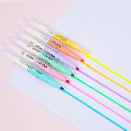 Highlighters 6-Color Double-Headed Wisable Markeerstift Sneldrogend Graffiti Account Pen Marker Impermable Correction