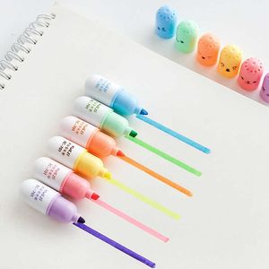 Surligneurs 6 pcspack créatif pilule forme Mini coloré bonbons couleur surligneurs marqueurs promotionnels cadeau papeterie couleur stylo J230302