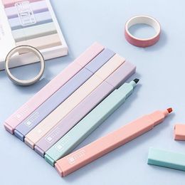 Highlighters 6pcs/Set Light Color Marker Pen Diy Handboek Diary Decoration Series Highlighter Creative Student Stationery