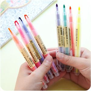 Highlighters 8 stks Dual Side Color Markeerstift Pen Fluorescente Marker Pennen 1-4mm voor Paper Faxt Briefpapier Office Tools Schoolbenodigdheden