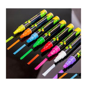 Surligneurs 8pcs / set marqueur de craie liquide 10mm stylos de couleur flash pour tableau d'écriture led fenêtre verre graffiti peinture drop livraison Dhwxh